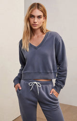 Z SUPPLY Skimmer V Neck Sweatshirt