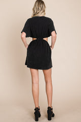 Washed Side Waist Cutout T-Shirt Dress