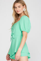 Short Puff Sleeve Romper