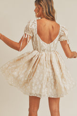 Floral Puff Sleeve Babydoll Mini Dress