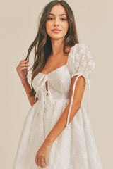 Floral Puff Sleeve Babydoll Mini Dress