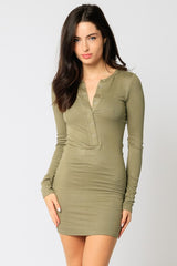 Olivaceous LS Henley Dress