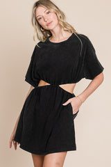 Washed Side Waist Cutout T-Shirt Dress