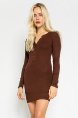 Olivaceous LS Henley Dress