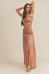 Ruffle Crop Top and Maxi Skirt Set