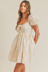 Floral Puff Sleeve Babydoll Mini Dress