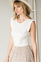 HEYSON Ruffle Sleeved Ribbed Bodysuit