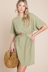 Washed Side Waist Cutout T-Shirt Dress