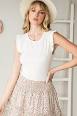 HEYSON Ruffle Sleeved Ribbed Bodysuit