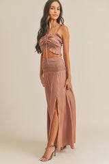 Ruffle Crop Top and Maxi Skirt Set