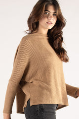 Waffle Knit Dolman Sleeve Top