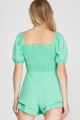 Short Puff Sleeve Romper