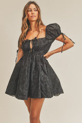 Floral Puff Sleeve Babydoll Mini Dress