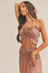 Ruffle Crop Top and Maxi Skirt Set