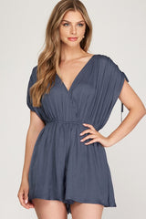 Satin Romper with Flutter Shorts