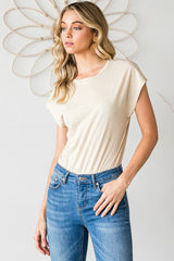 Solid Basic Round Neck Short Sleeve Bodysuit