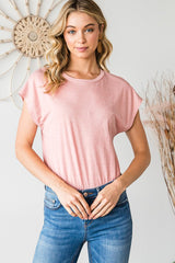 Solid Basic Round Neck Short Sleeve Bodysuit