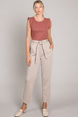 HEYSON Ruffle Sleeved Ribbed Bodysuit