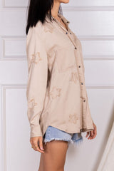 Star Patch Button Up Top