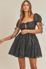 Floral Puff Sleeve Babydoll Mini Dress