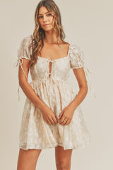 Floral Puff Sleeve Babydoll Mini Dress