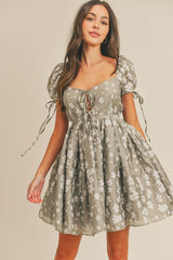 Floral Puff Sleeve Babydoll Mini Dress
