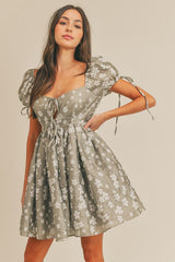 Floral Puff Sleeve Babydoll Mini Dress