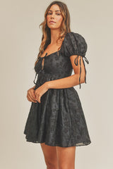 Floral Puff Sleeve Babydoll Mini Dress
