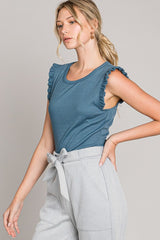 HEYSON Ruffle Sleeved Ribbed Bodysuit