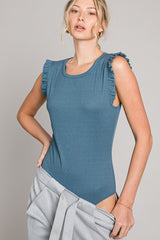 HEYSON Ruffle Sleeved Ribbed Bodysuit