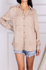 Star Patch Button Up Top