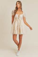 Floral Puff Sleeve Babydoll Mini Dress