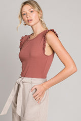 HEYSON Ruffle Sleeved Ribbed Bodysuit