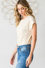 Solid Basic Round Neck Short Sleeve Bodysuit