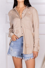 Star Patch Button Up Top