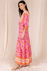 Floral Print 3/4 Sleeve Dress