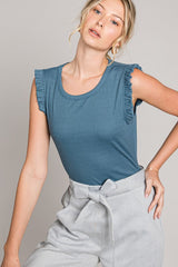 HEYSON Ruffle Sleeved Ribbed Bodysuit