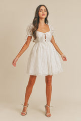Floral Puff Sleeve Babydoll Mini Dress
