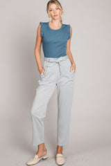 HEYSON Ruffle Sleeved Ribbed Bodysuit