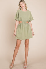 Washed Side Waist Cutout T-Shirt Dress