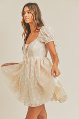 Floral Puff Sleeve Babydoll Mini Dress