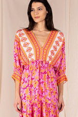 Floral Print 3/4 Sleeve Dress