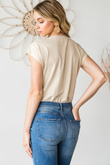 Solid Basic Round Neck Short Sleeve Bodysuit