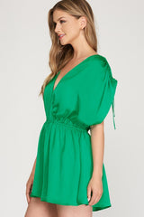 Satin Romper with Flutter Shorts
