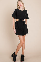 Washed Side Waist Cutout T-Shirt Dress