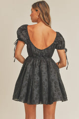 Floral Puff Sleeve Babydoll Mini Dress