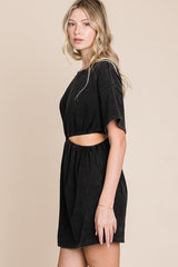 Washed Side Waist Cutout T-Shirt Dress
