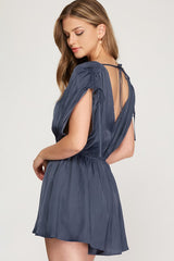 Satin Romper with Flutter Shorts