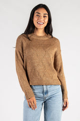 BEFORE YOU COLLECTION LONG SLEEVE GLITTER KNIT SWEATER