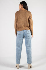 BEFORE YOU COLLECTION LONG SLEEVE GLITTER KNIT SWEATER